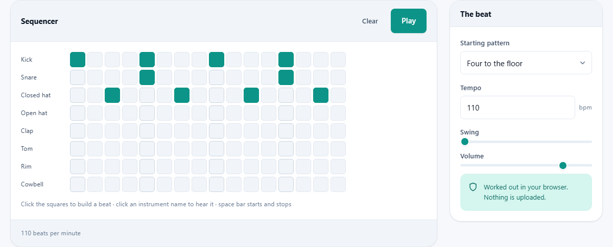 Screenshot: How the sounds are made