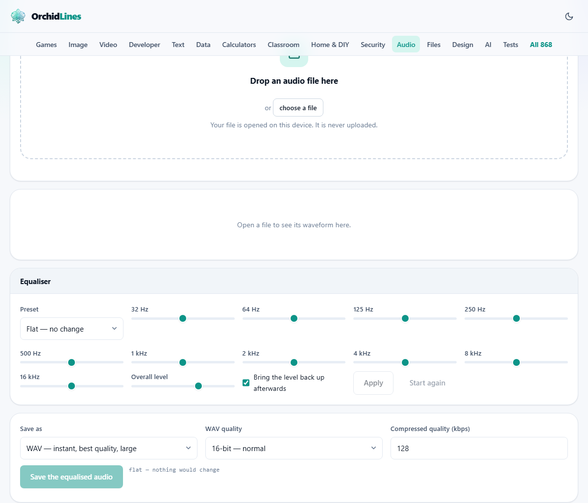 Screenshot: Changing the balance of an audio file