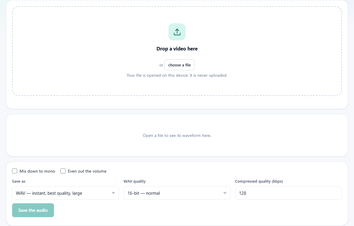 Screenshot: Getting the sound out of a video