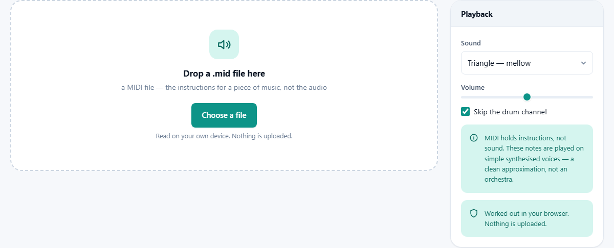 Screenshot: A MIDI file is not audio