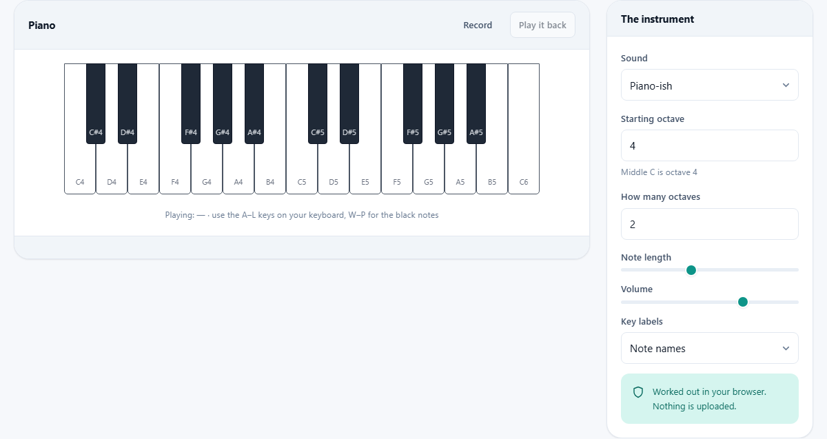 Screenshot: Synthesised, not sampled