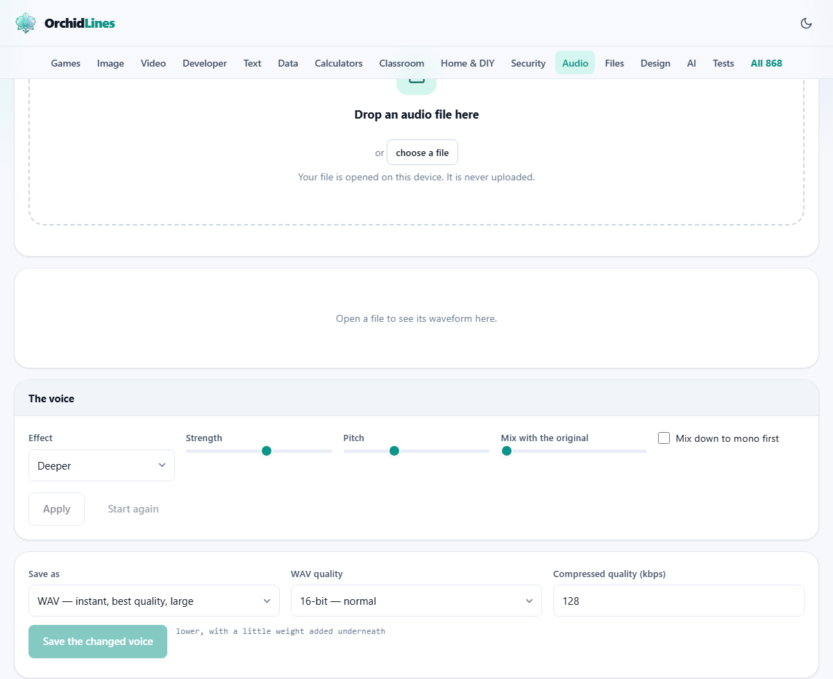 Screenshot: Changing how a voice sounds