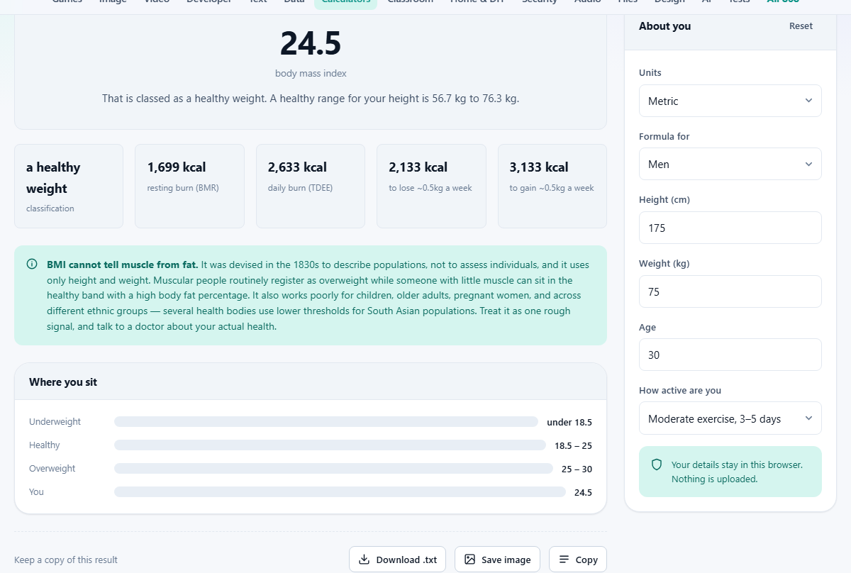 Screenshot: What BMI measures, and what it does not