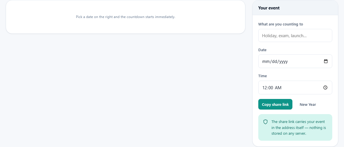 Screenshot: Making a countdown