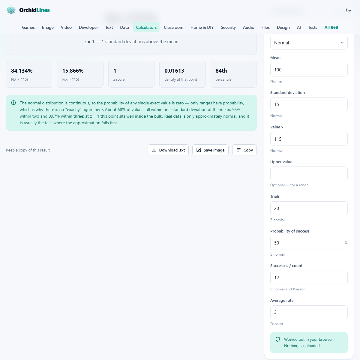 Screenshot: Three distributions, three honest answers