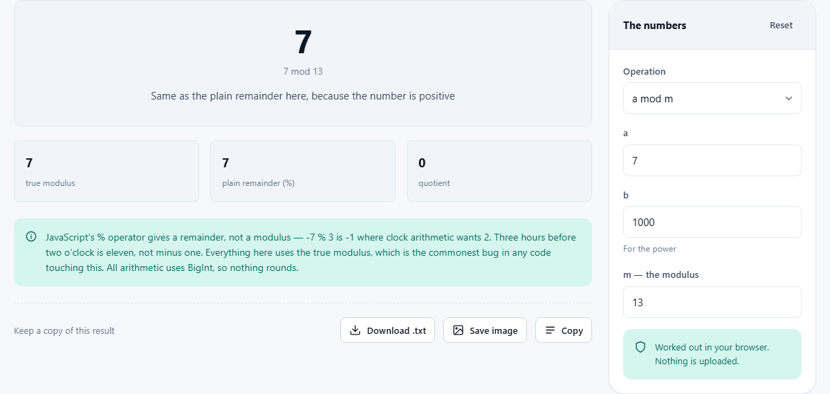 Screenshot: Clock arithmetic, and the cryptography it enables