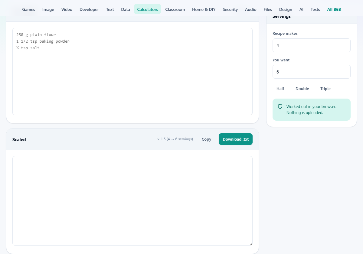 Screenshot: Human numbers in, human numbers out