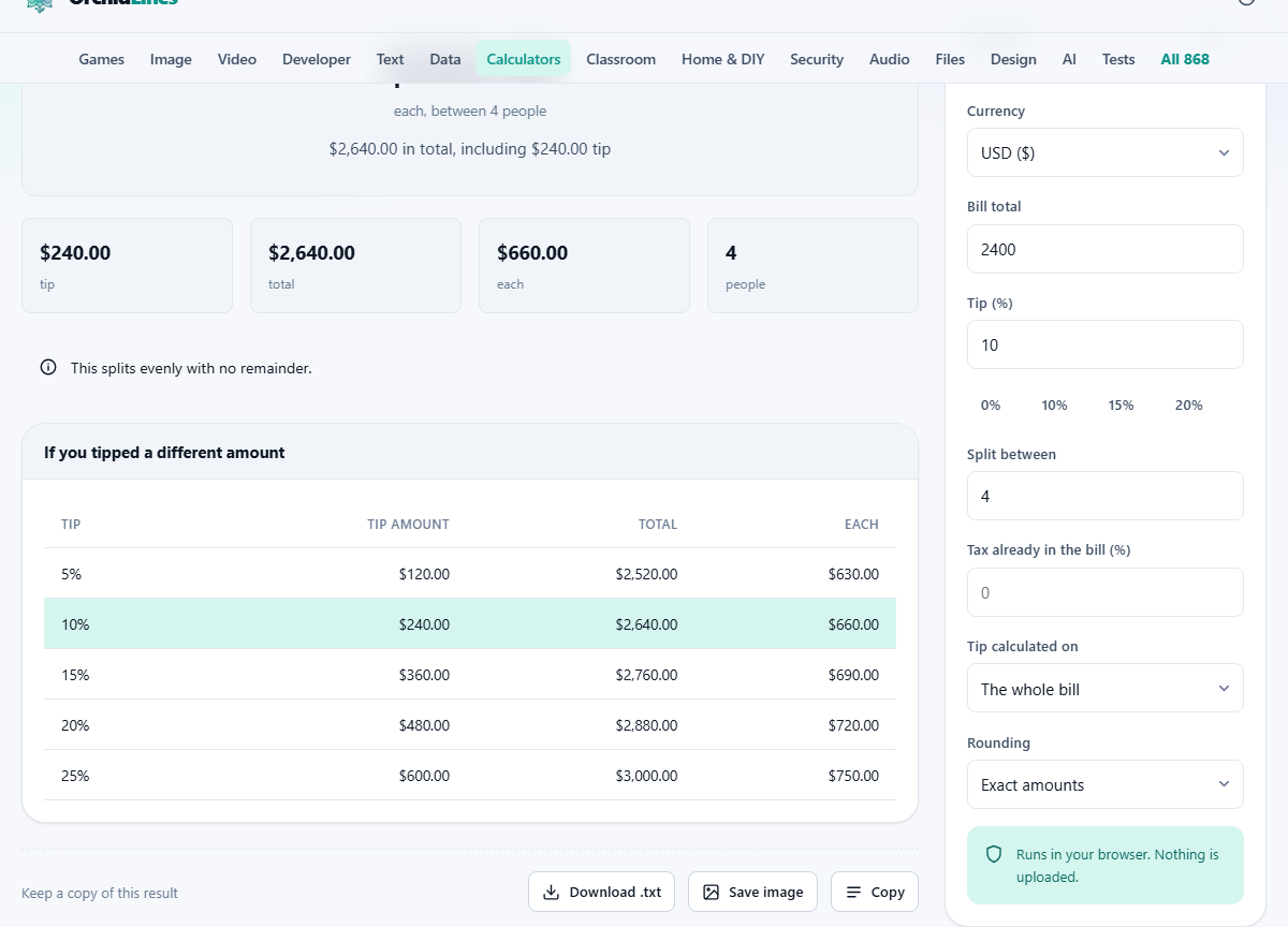 Screenshot: Splitting a bill without the awkwardness
