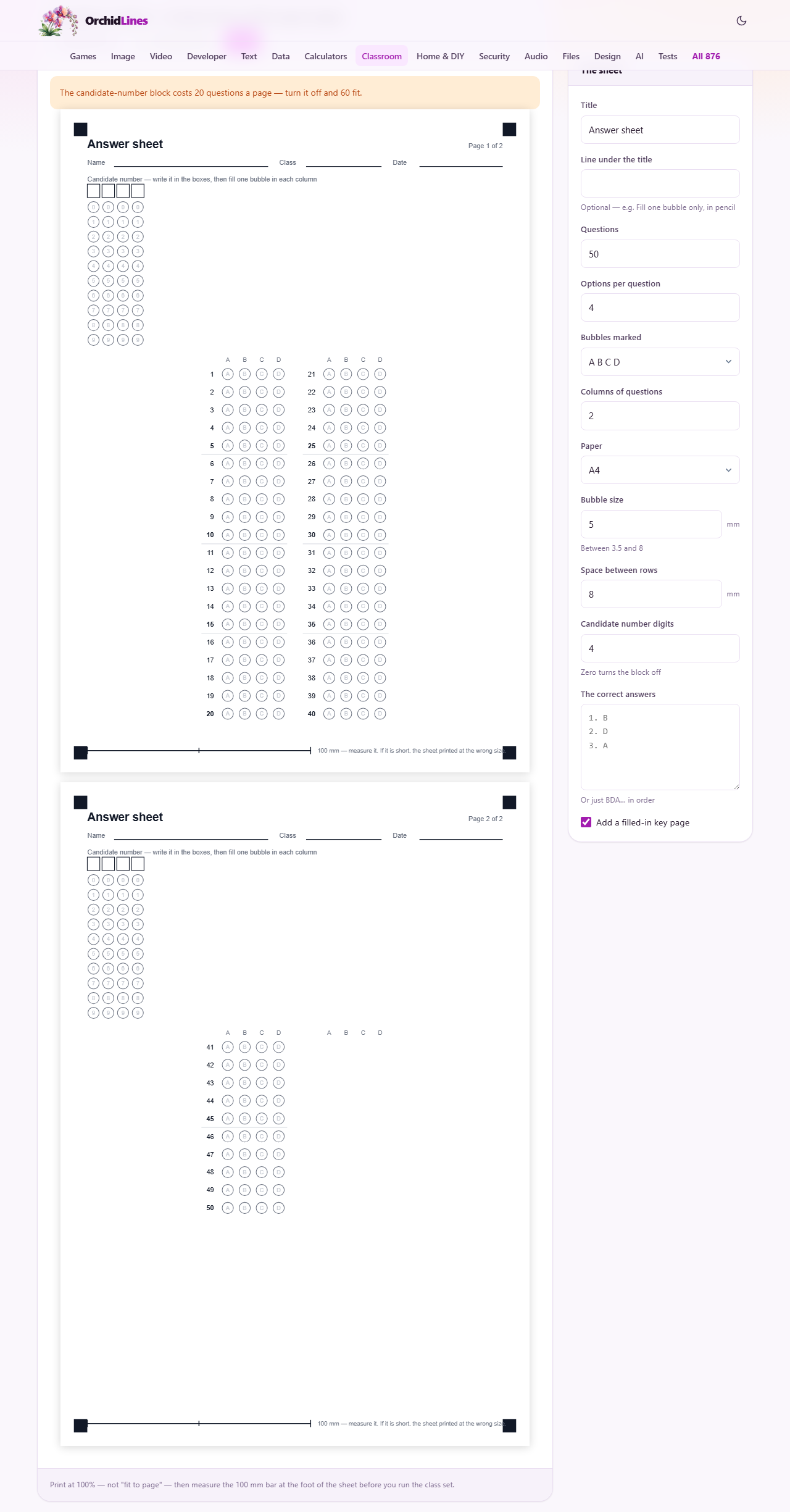 Screenshot: Why the corner squares and the printed ruler are there