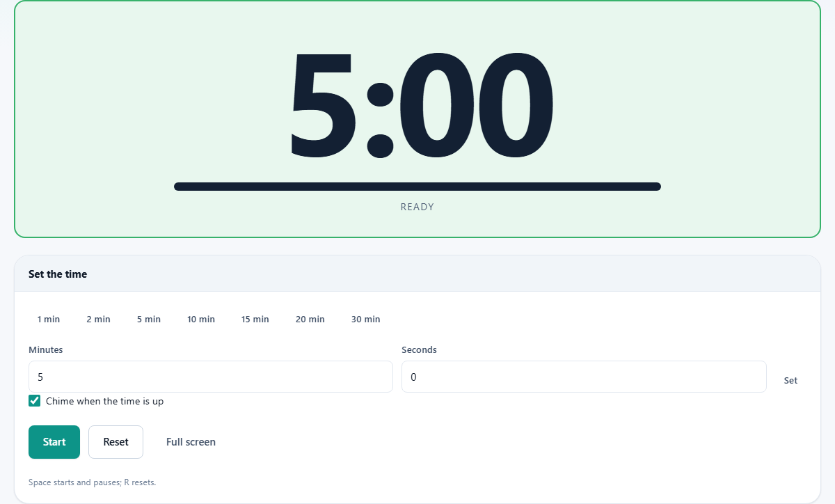 Screenshot: A timer you can read from the back row