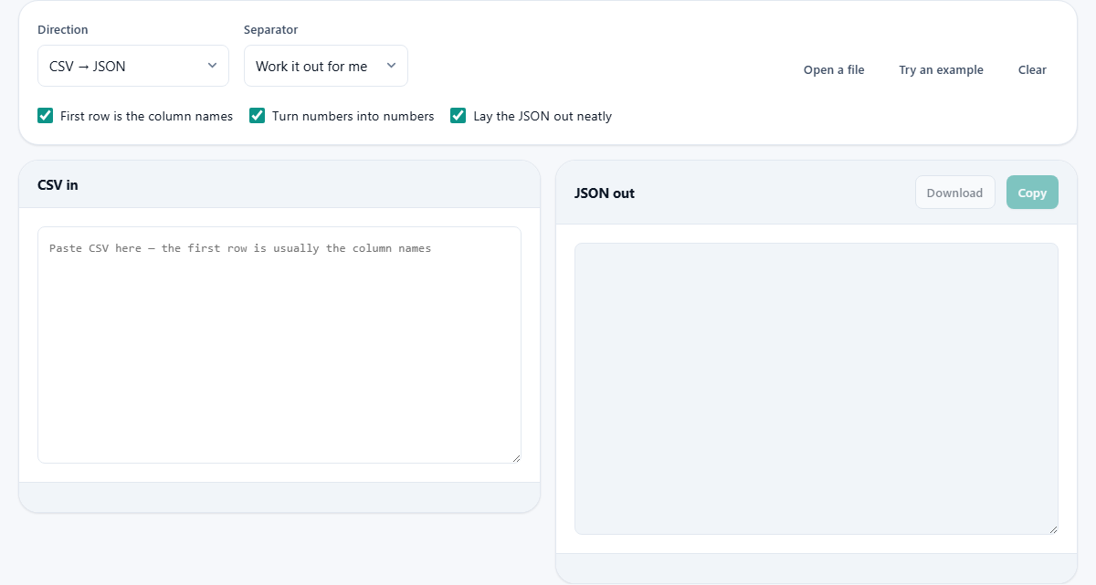 Screenshot: Moving data between spreadsheets and code