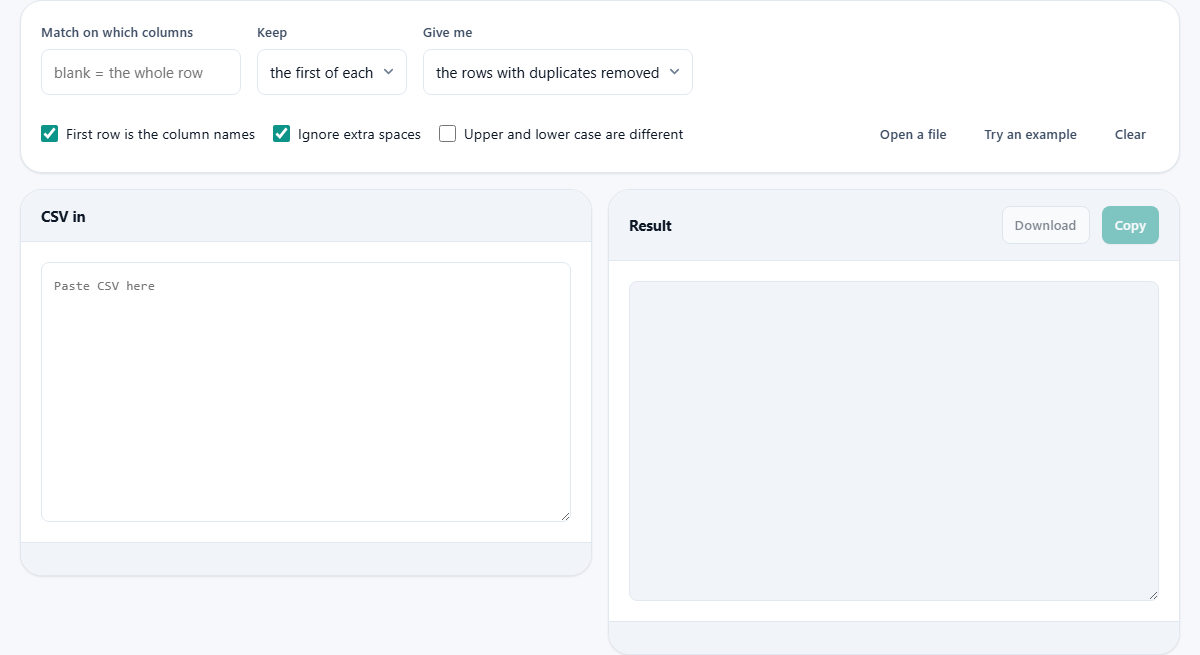 Screenshot: Finding and removing repeated rows