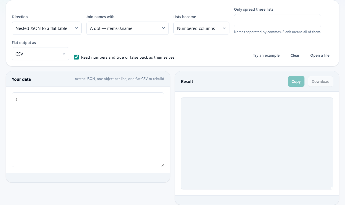 Screenshot: Nesting in, columns out, and back again