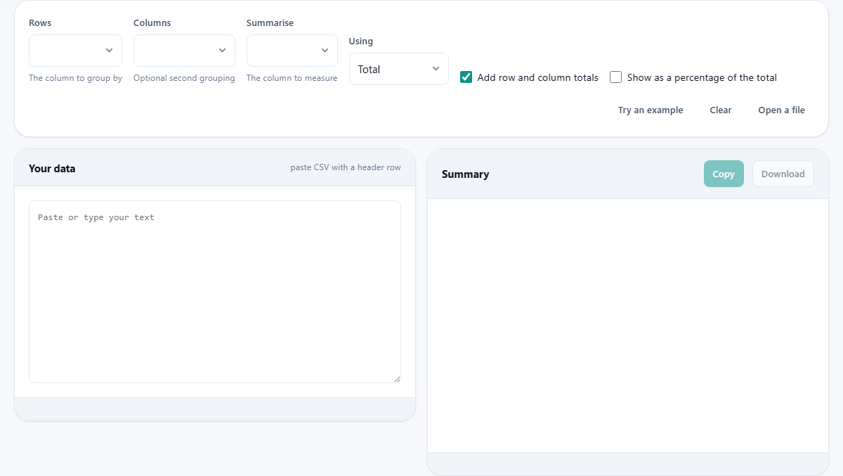 Screenshot: Grouping data into a summary