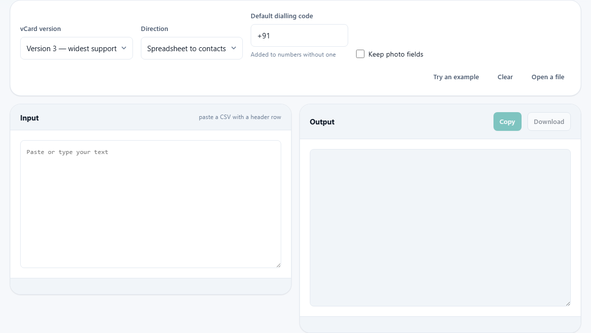 Screenshot: Getting a spreadsheet into your contacts