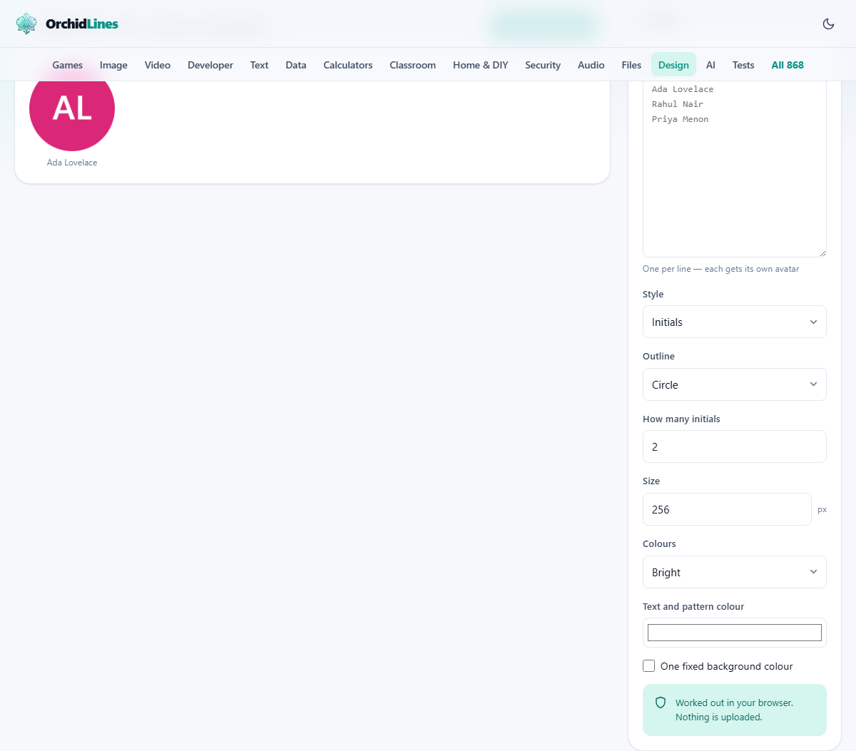 Screenshot: Placeholder avatars that look deliberate