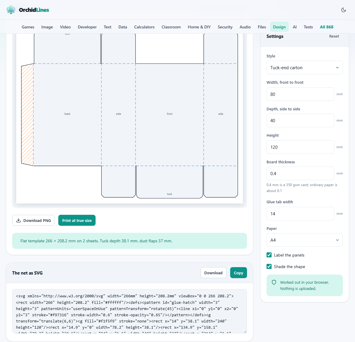 Screenshot: A net that folds up, not a picture of one