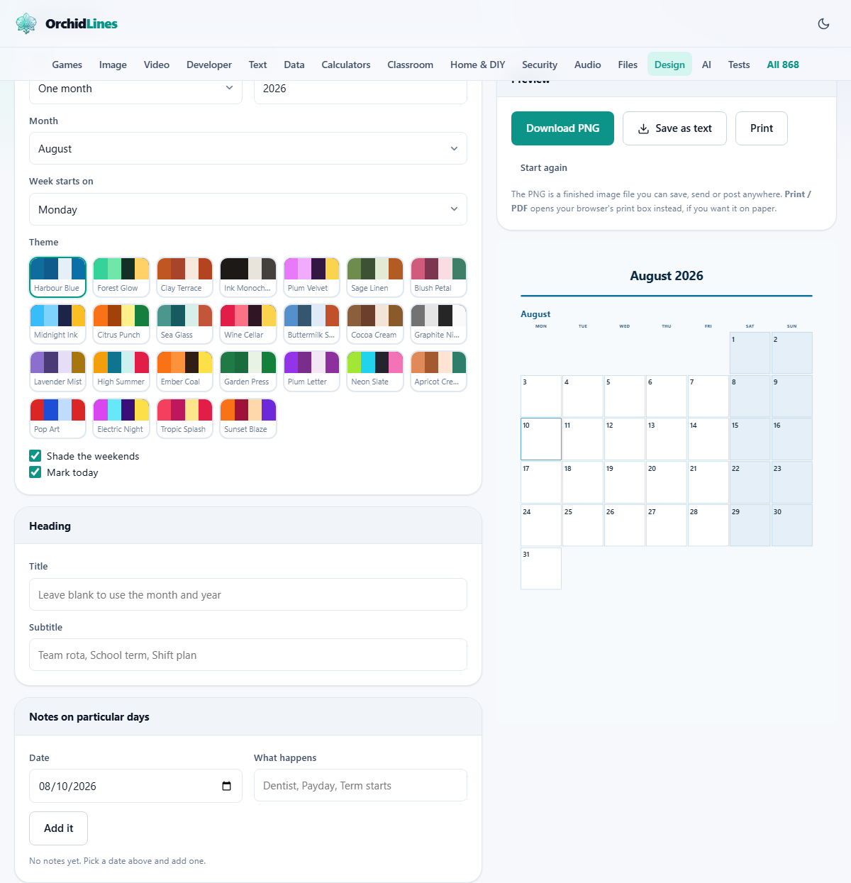 Screenshot: How to make a calendar