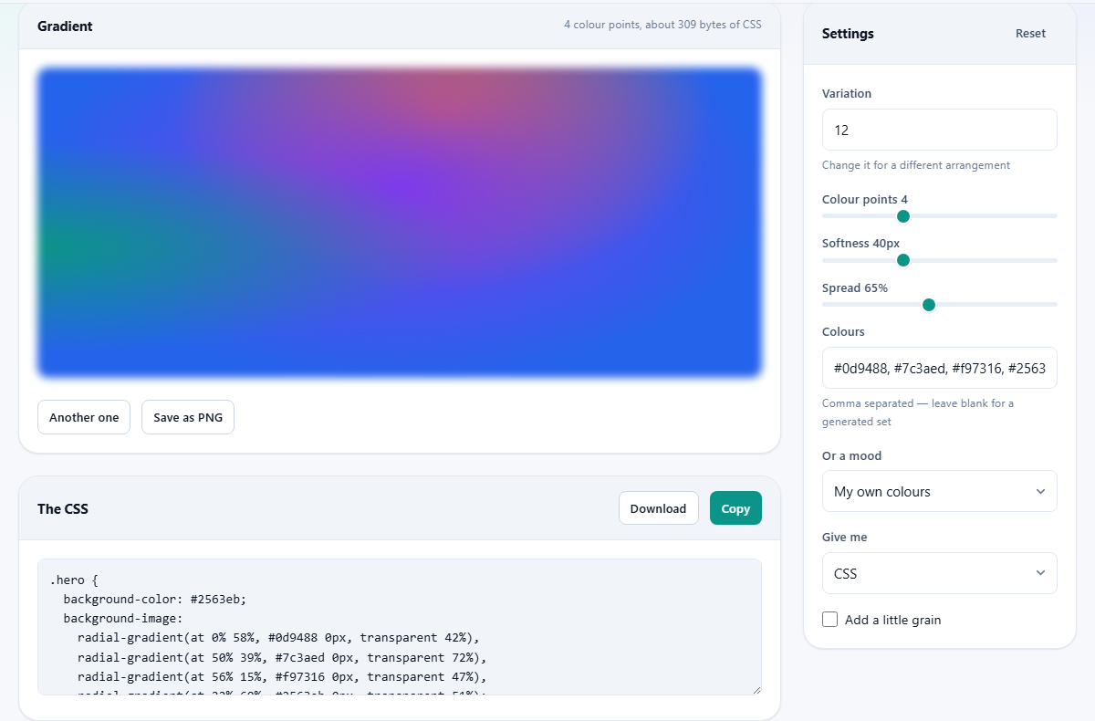 Screenshot: Soft gradients without an image