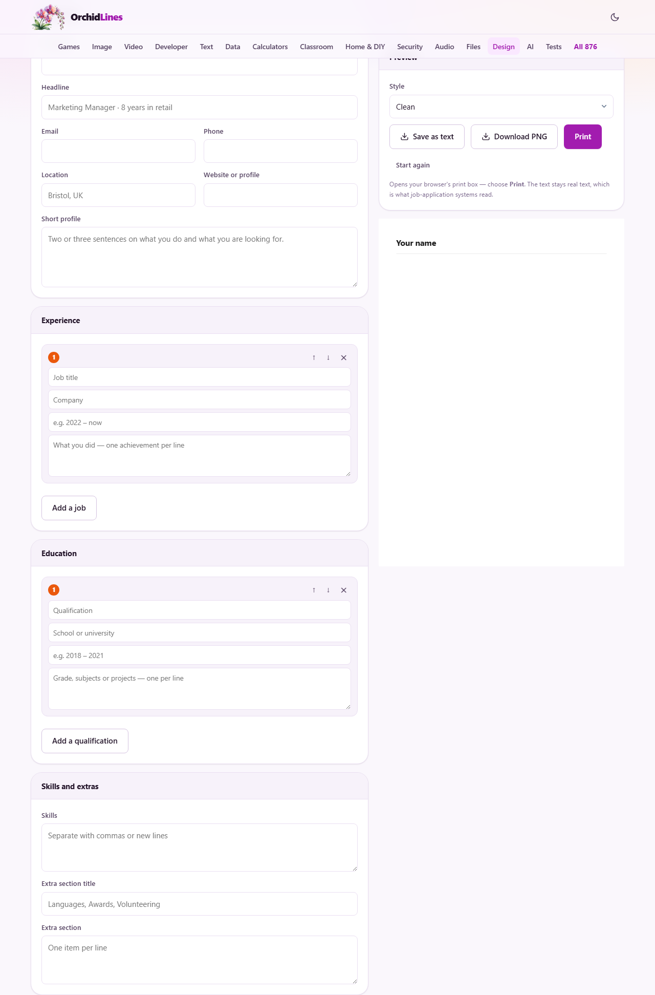 Screenshot: How to build your résumé