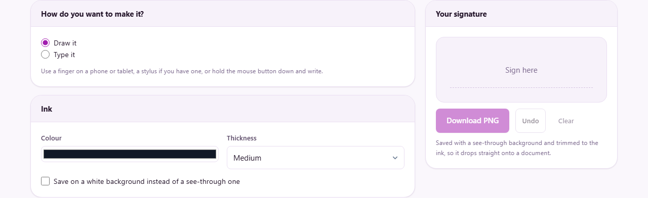 Screenshot: How to make a signature image