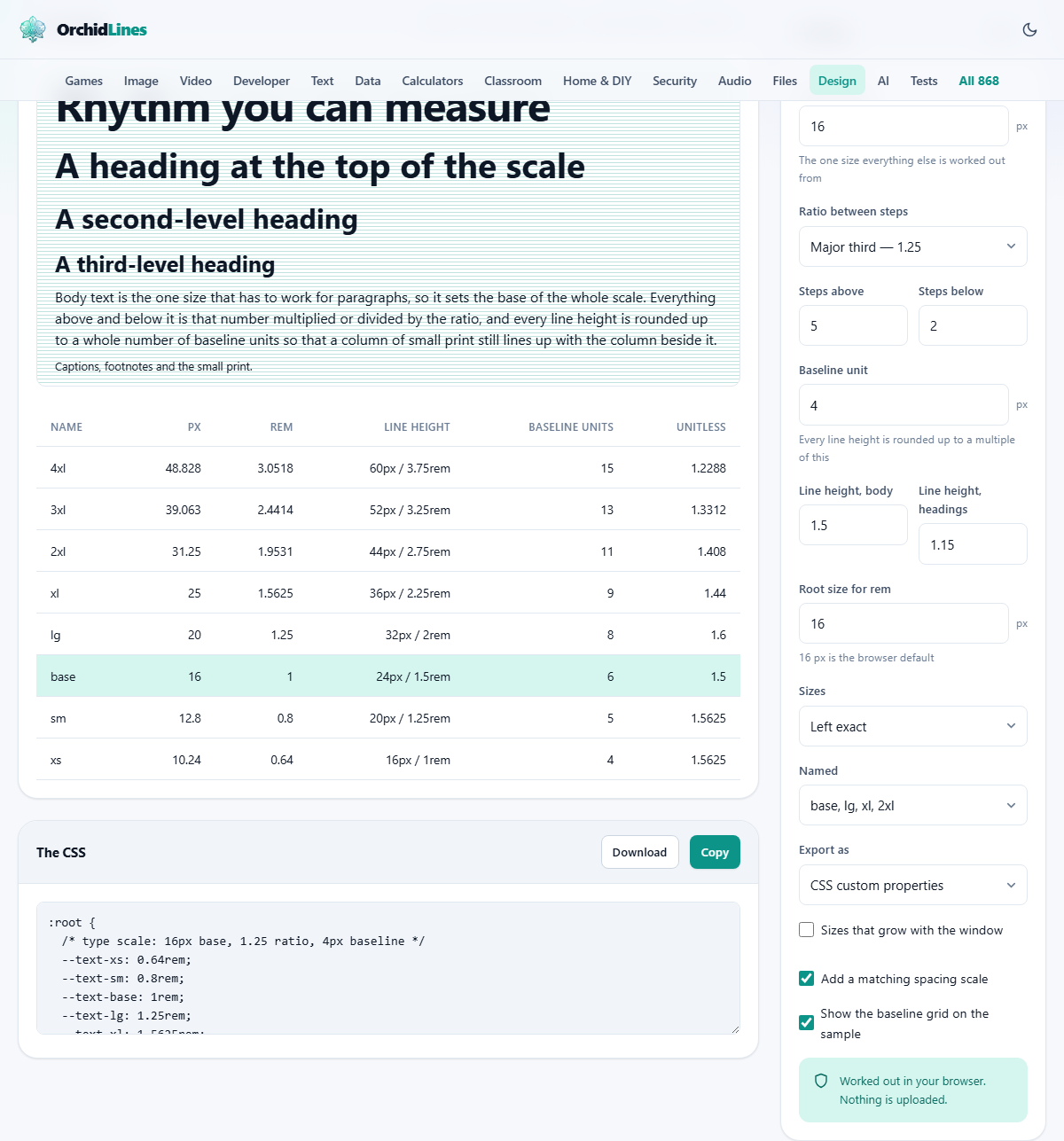 Screenshot: The sizes are the easy part
