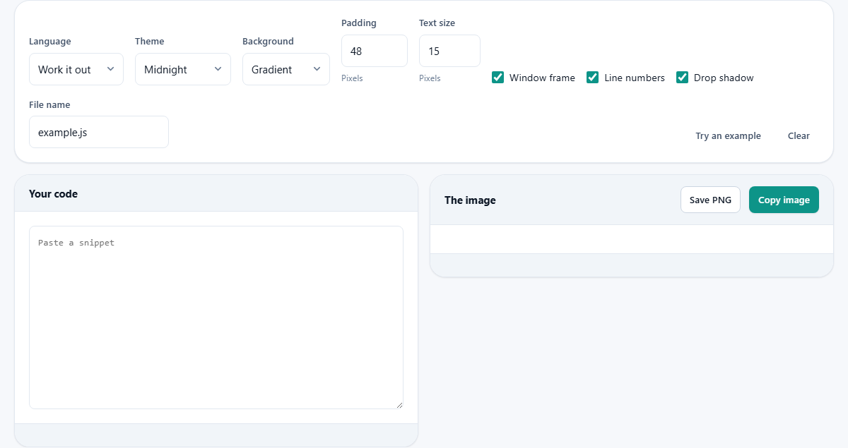 Screenshot: Making a picture of your code