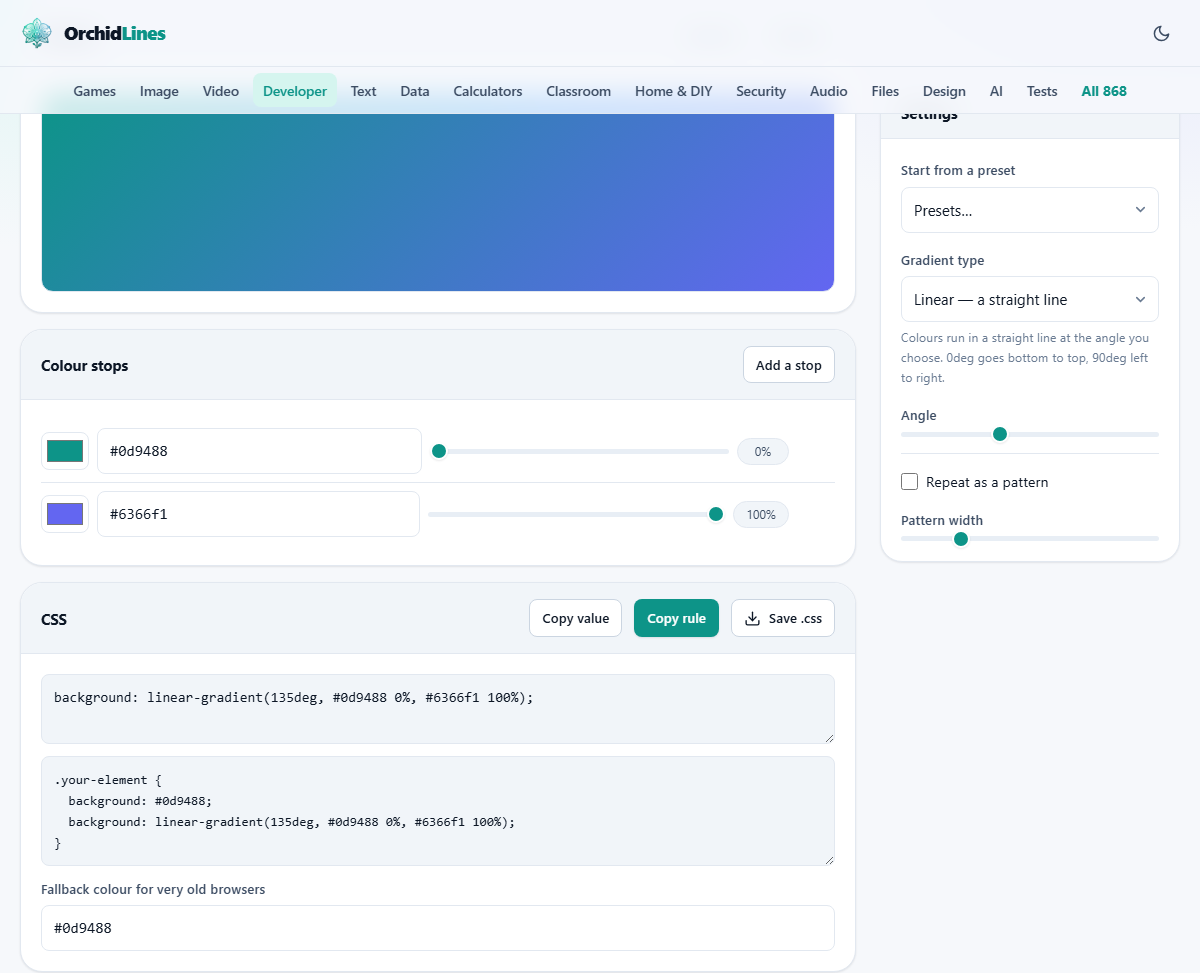 Screenshot: How to make a CSS gradient
