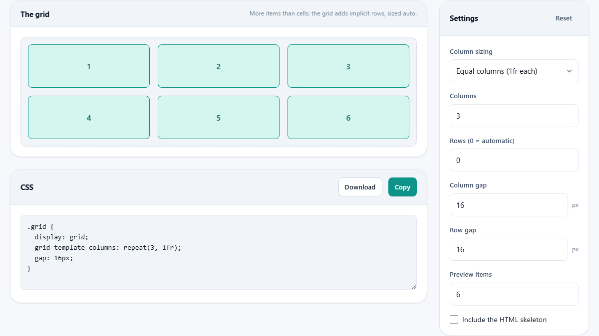 Screenshot: Grid, quickly