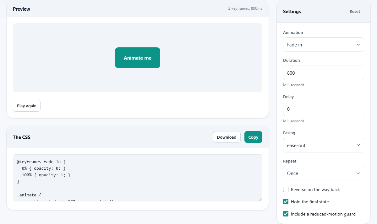Screenshot: Building a keyframe animation