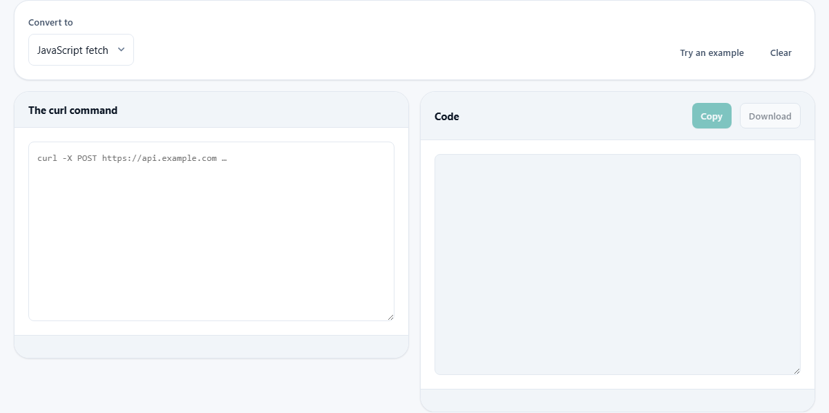 Screenshot: Reading a curl command into code