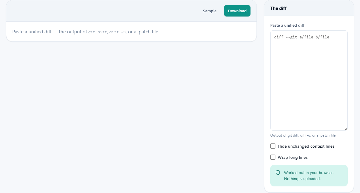 Screenshot: Reading a patch someone else made
