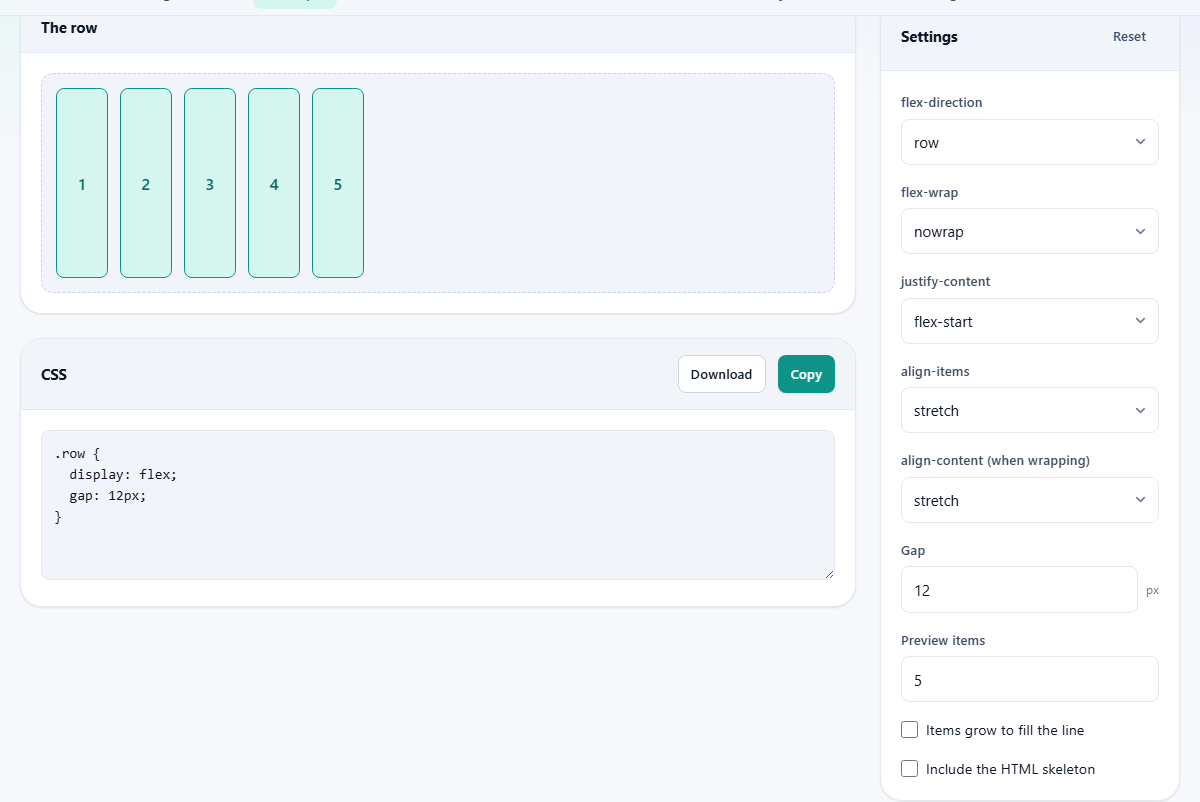 Screenshot: Flexbox, by dragging it