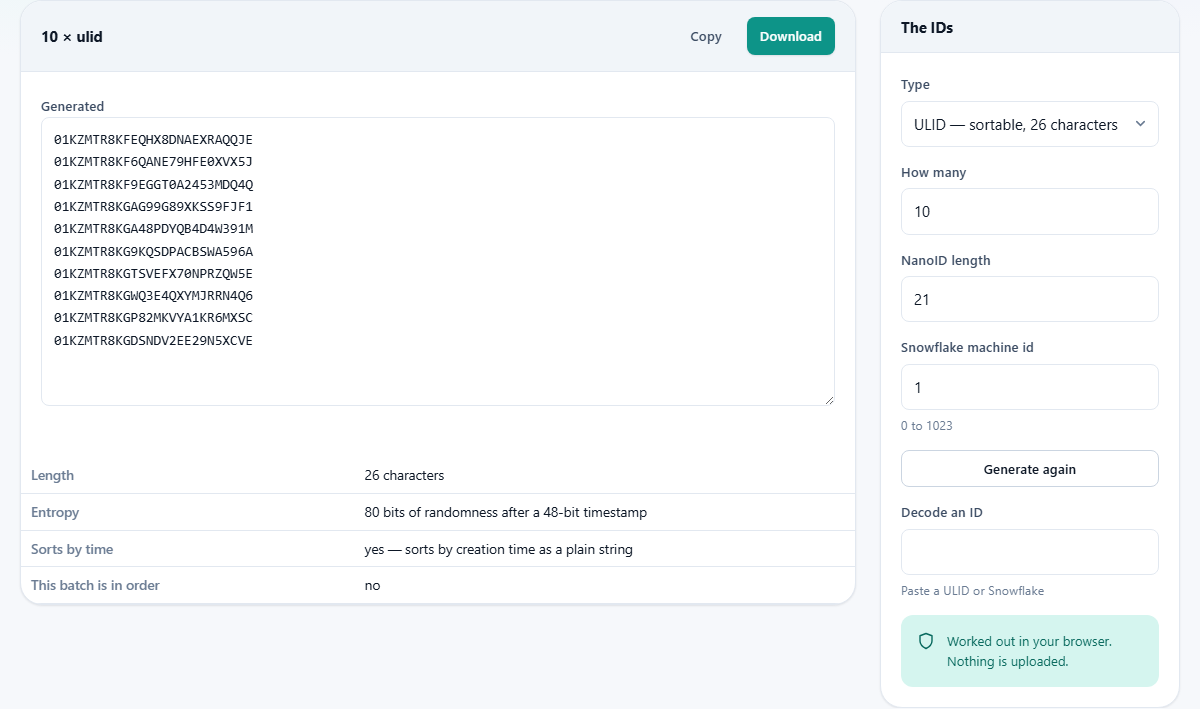 Screenshot: Why not just use a UUID