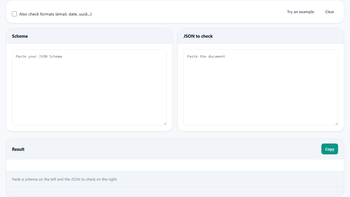Screenshot: About the JSON Schema validator