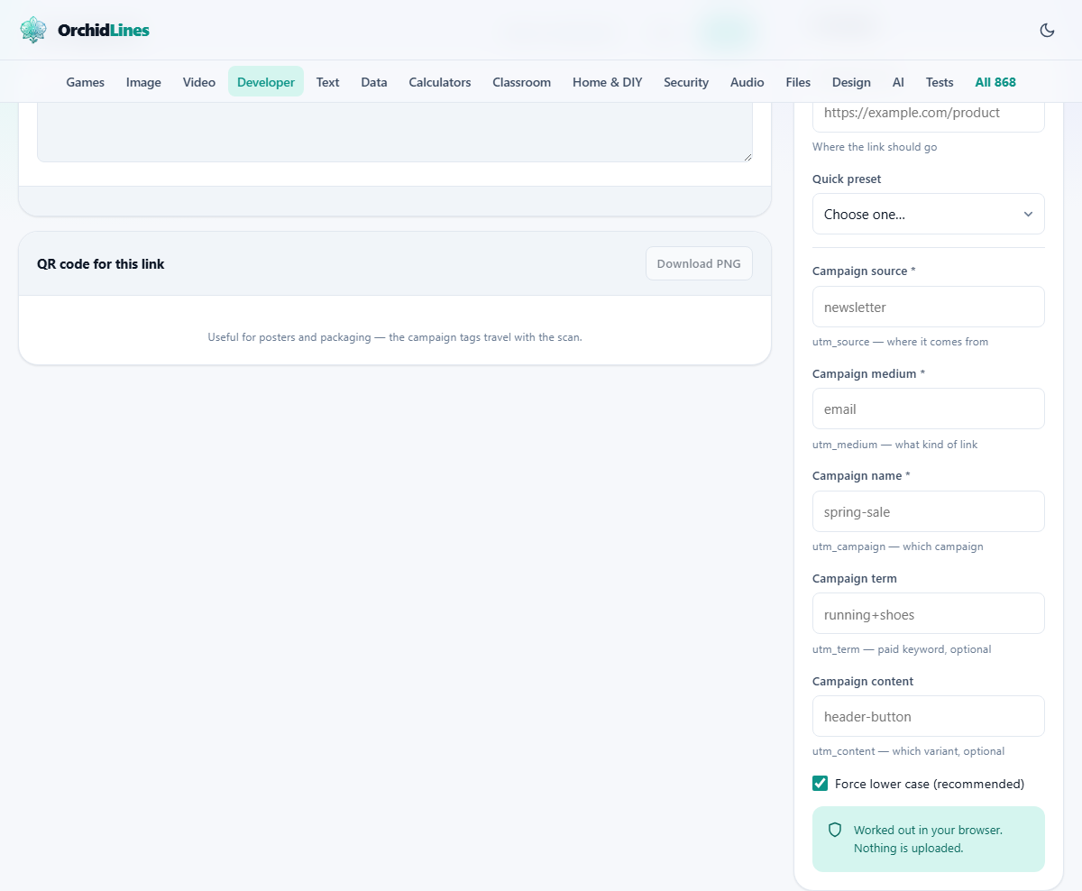 Screenshot: What the five parameters are for