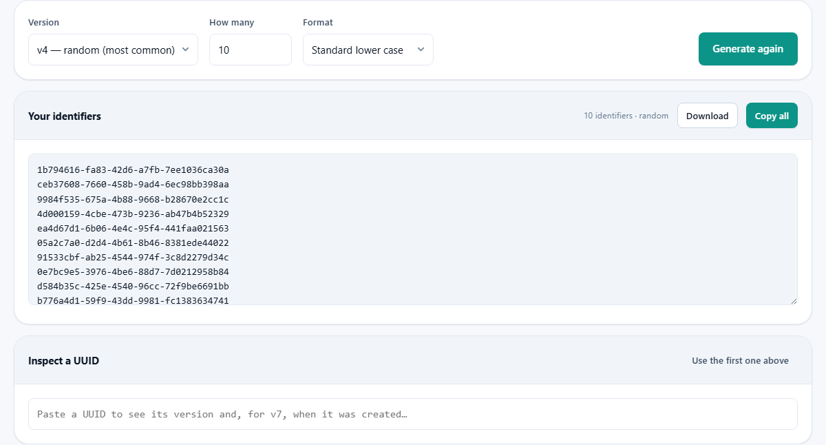 Screenshot: How to use UUIDs