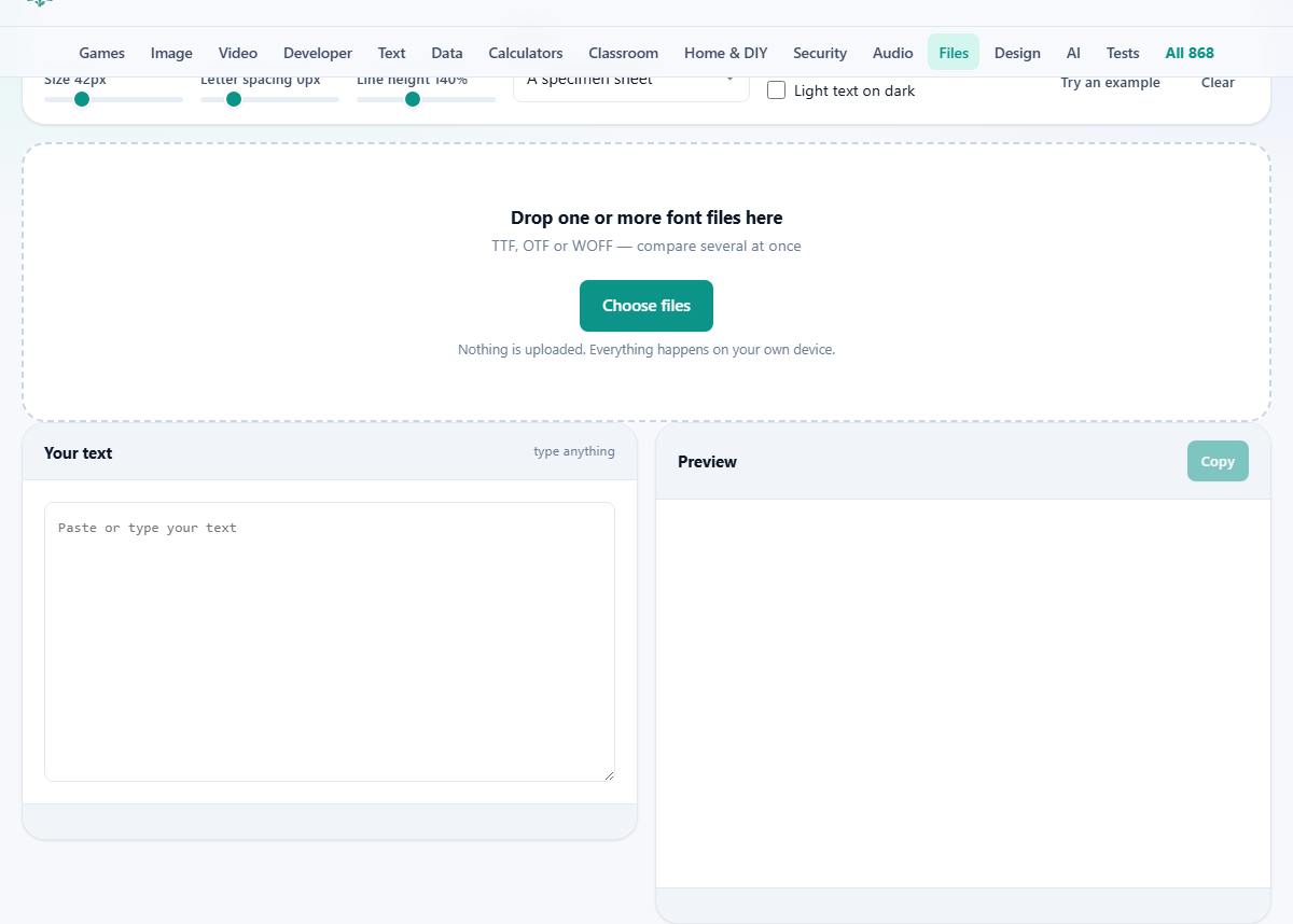 Screenshot: Trying a font before you commit to it