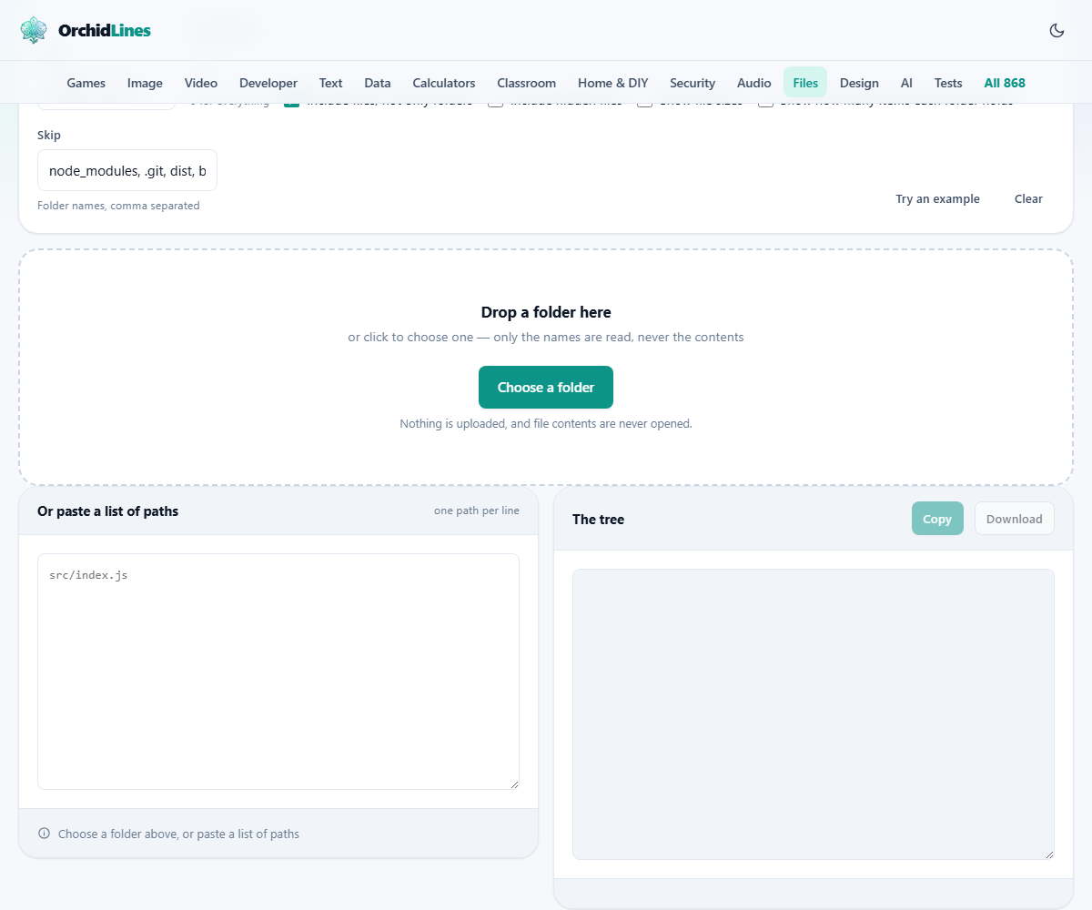 Screenshot: Drawing a folder as text