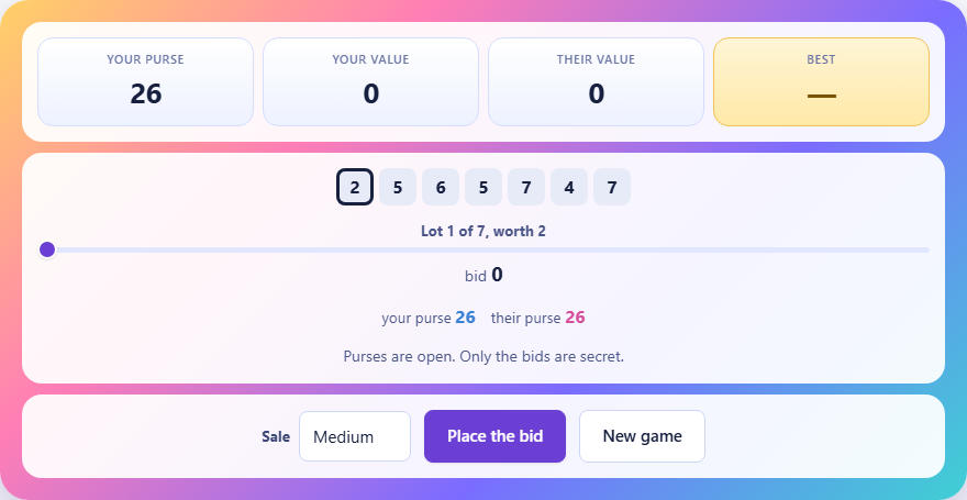 Screenshot: How to play Bidder