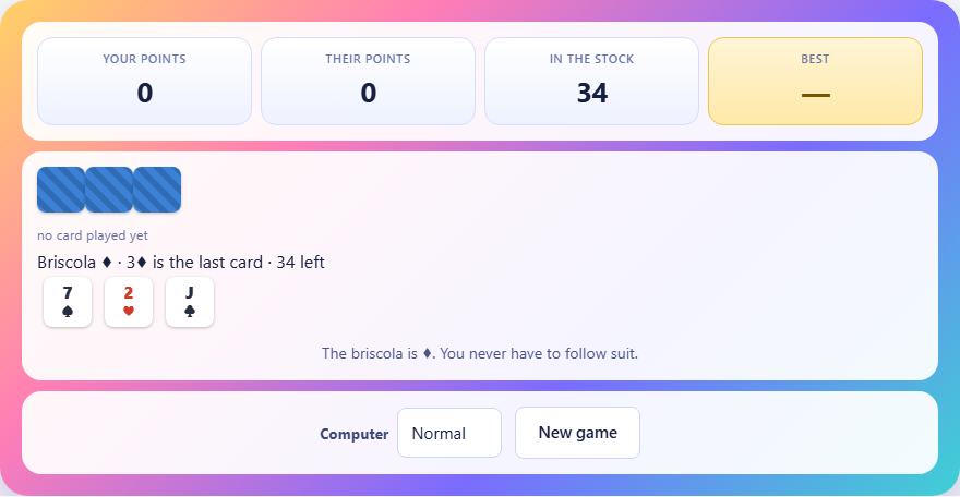 Screenshot: How to play Briscola