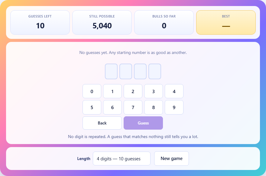 Screenshot: How to play Bulls and Cows
