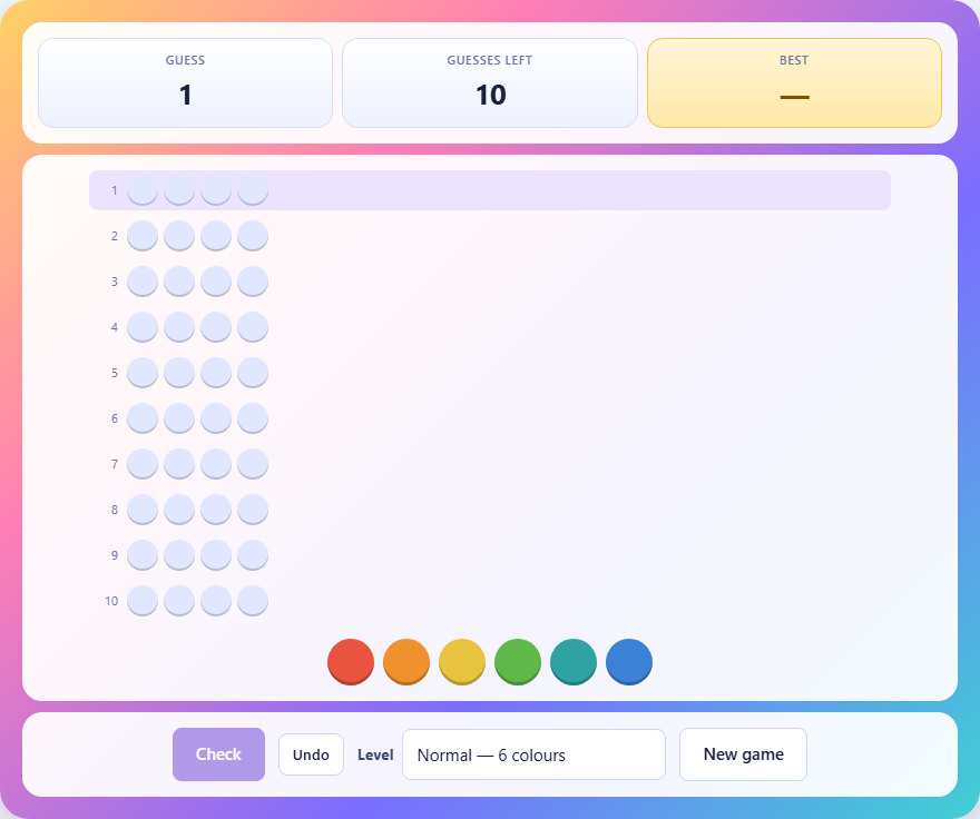 Screenshot: How to play Code Breaker