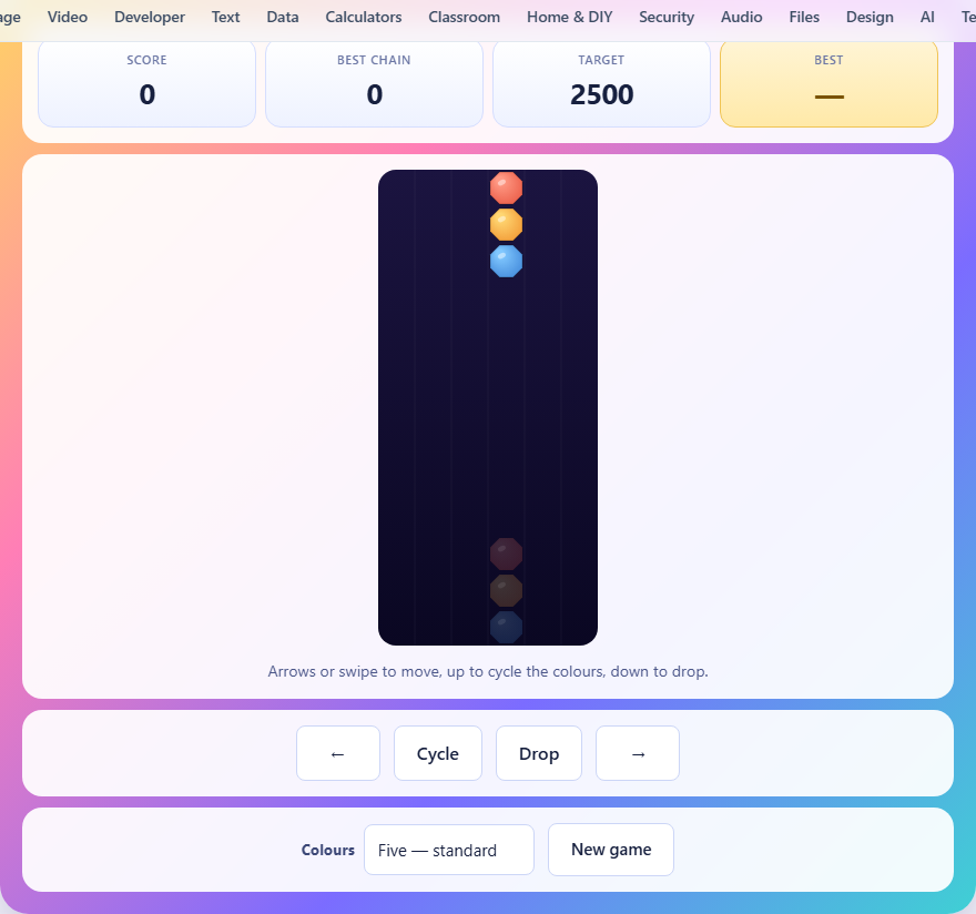 Screenshot: How to play Gem Columns