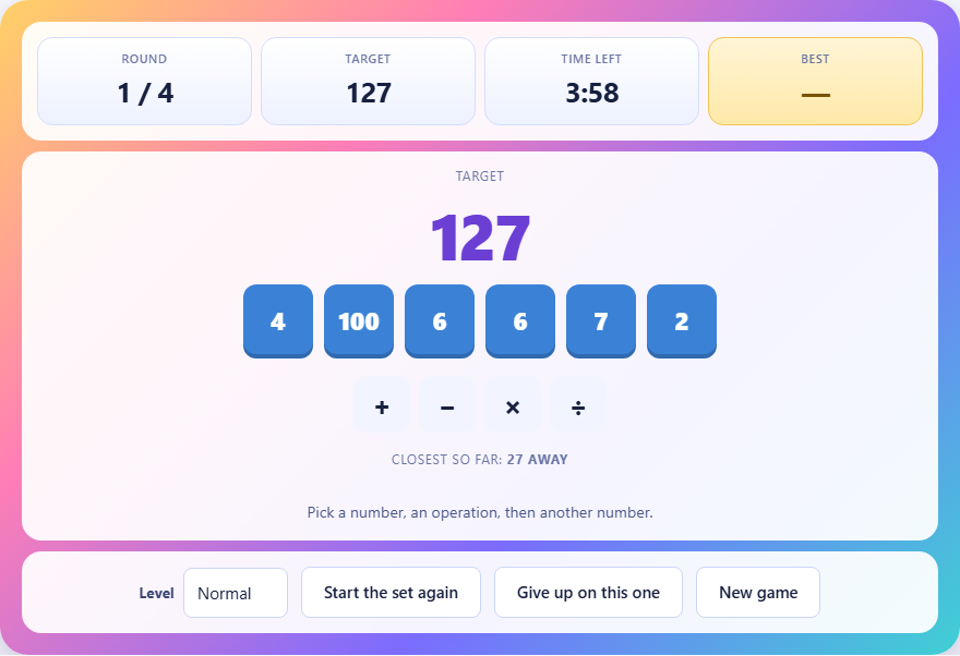 Screenshot: How to play Numbers Round