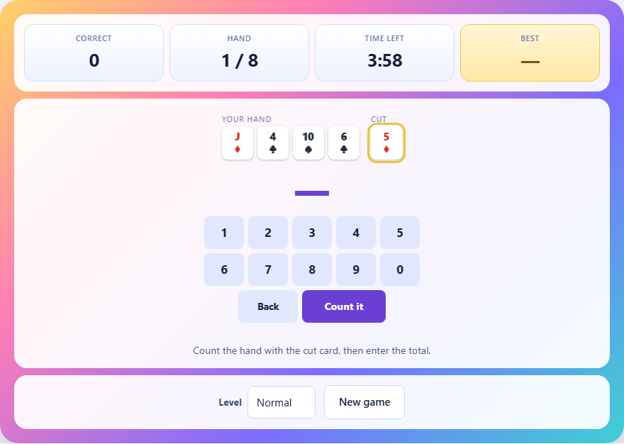 Screenshot: How to play Cribbage Counting