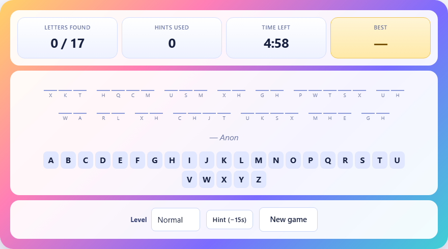 Screenshot: How to play Cryptogram