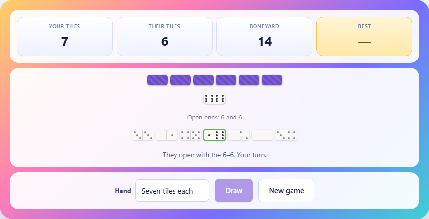Screenshot: How to play Dominoes