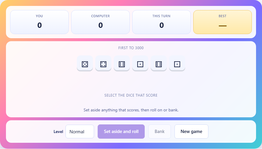 Screenshot: How to play Farkle