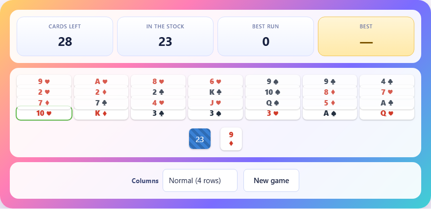 Screenshot: How to play Golf Solitaire